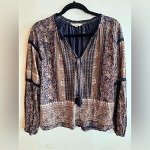 Lucky Brand Women’s M Boho Blouse Paisley Feminine Romantic Purple